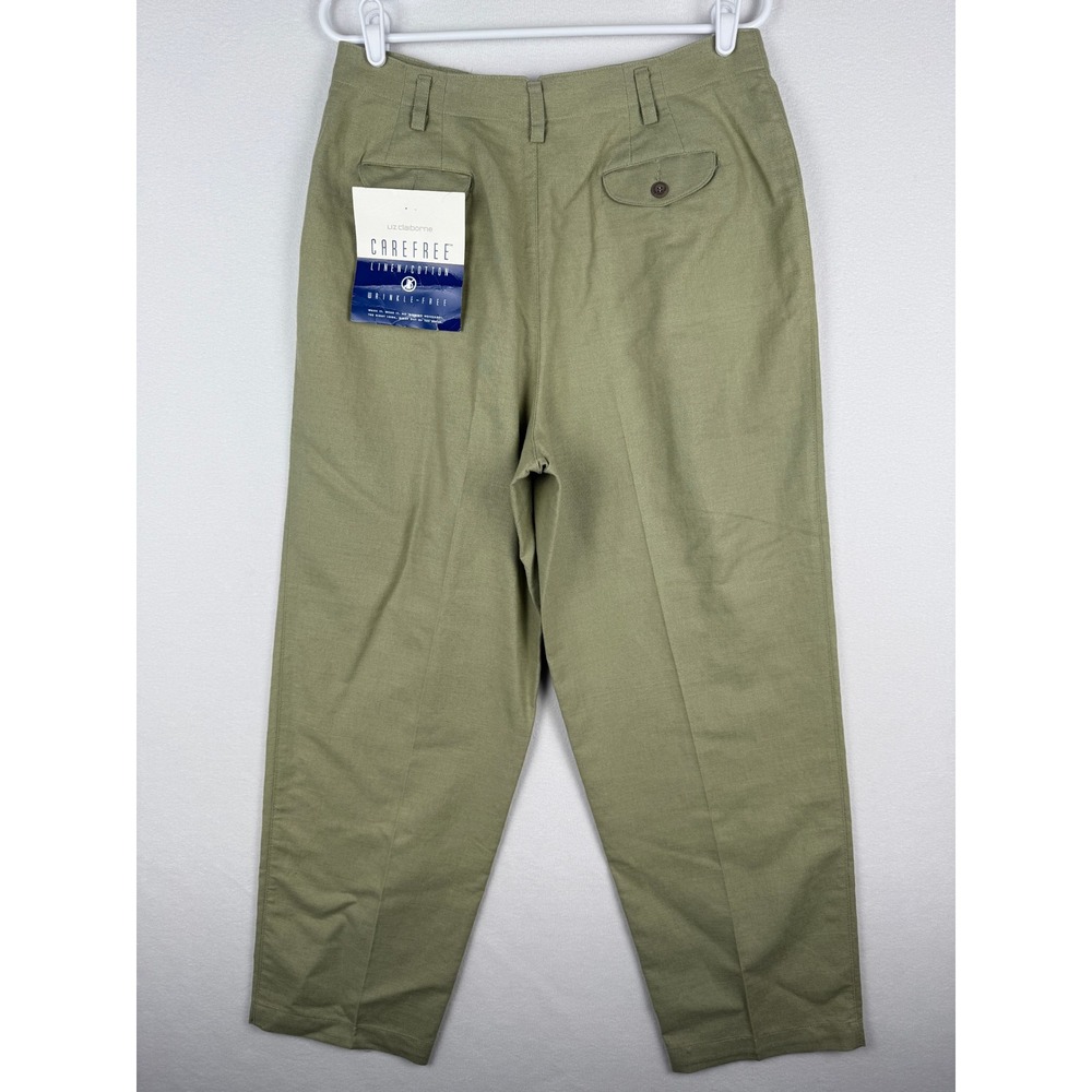 NEW Liz Claiborne Sport Linen Cotton Pants‎ Womens 14 Petite Pleated Trousers